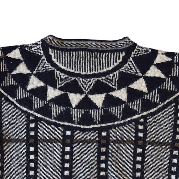 Vintage Mexx Geometric Knit Sweater Navy Gray Wool Blend Men's M - Picture 6 of 8